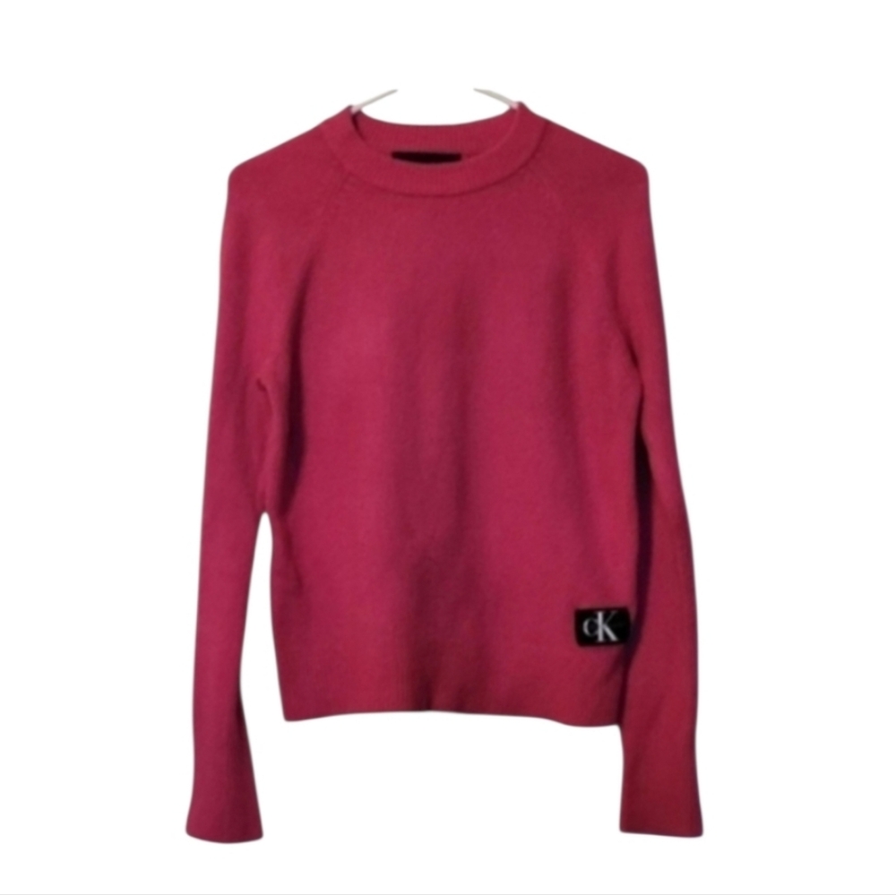 Vintage Calvin Klein Soft Pink Fuzzy Sweater With Brand Logo Size Small